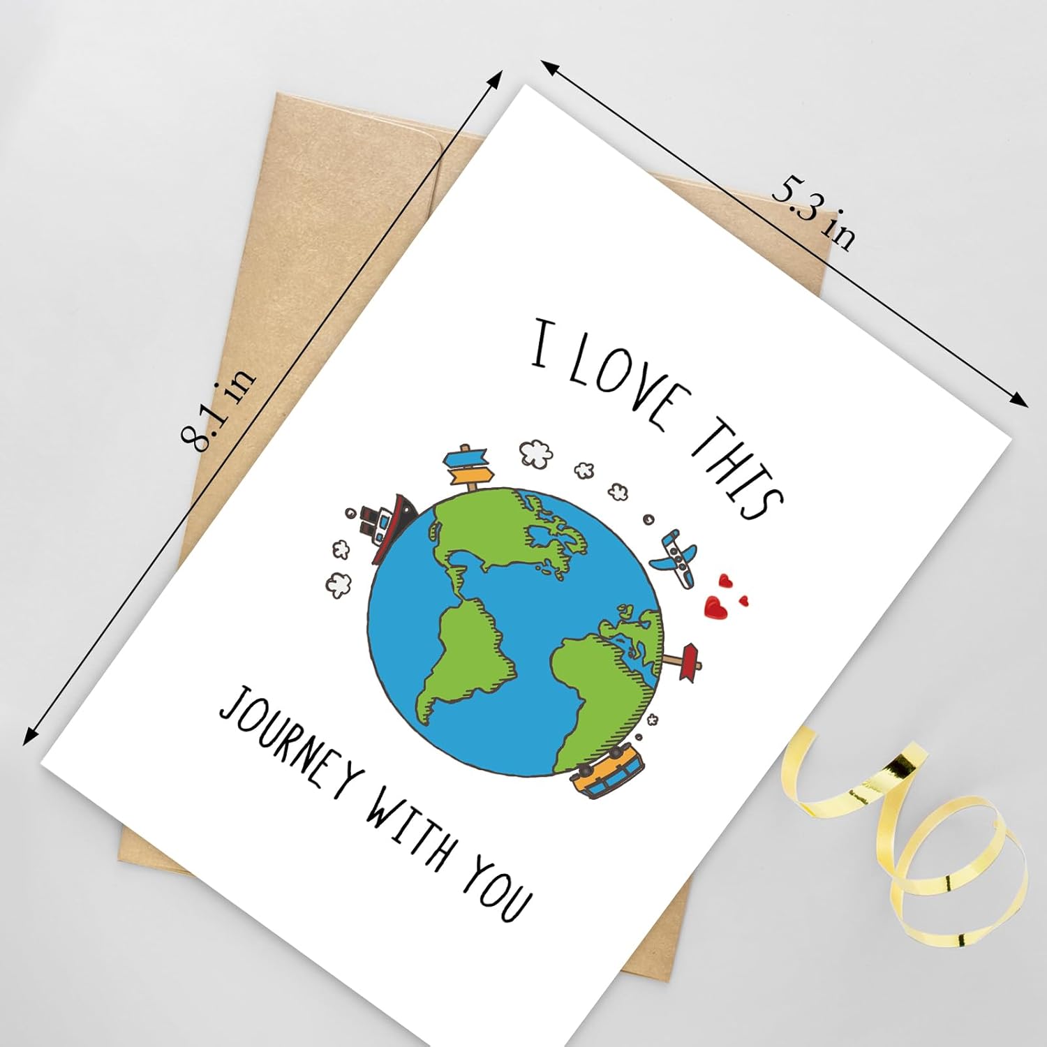 Romantic Globe Birthday Card For Boyfriend Girlfriend, Travel Themed Anniversary Card For Him Her, I Love This Journey With You