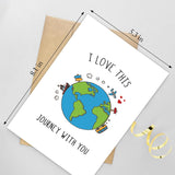Romantic Globe Birthday Card For Boyfriend Girlfriend, Travel Themed Anniversary Card For Him Her, I Love This Journey With You