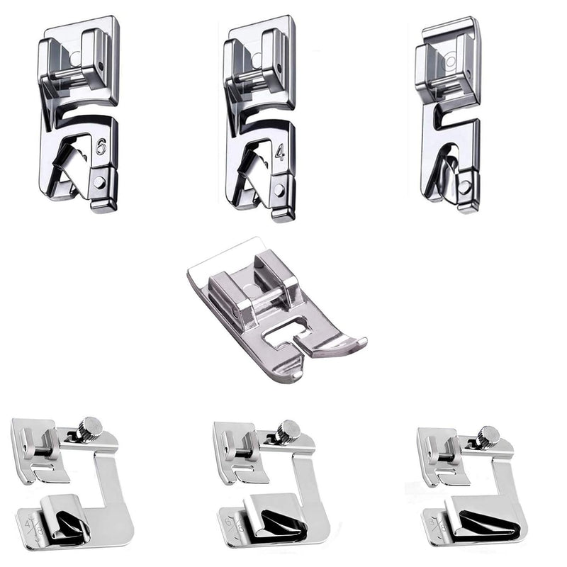 7Pcs Presser Foot Kit Including 6Pcs Rolled Hemmer Foot Presser Foot And 1Pcs