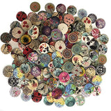 200Pcs Wood Buttons For Crafts, 20Mm Vintage Buttons Mixed Pattern Woo
