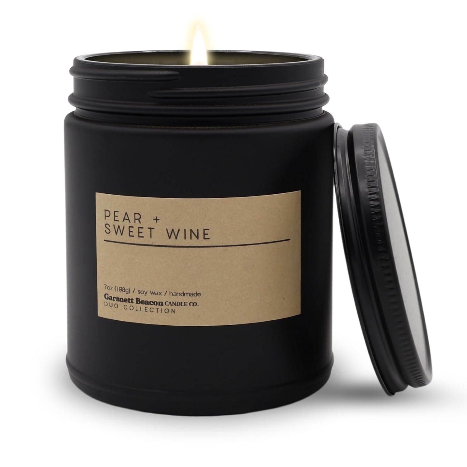 Pear & Sweet Wine | Luxury Scented Matte Black Jar Soy Candle With Box | Hand Poured In The Us | Highly Scented & Long Lasting