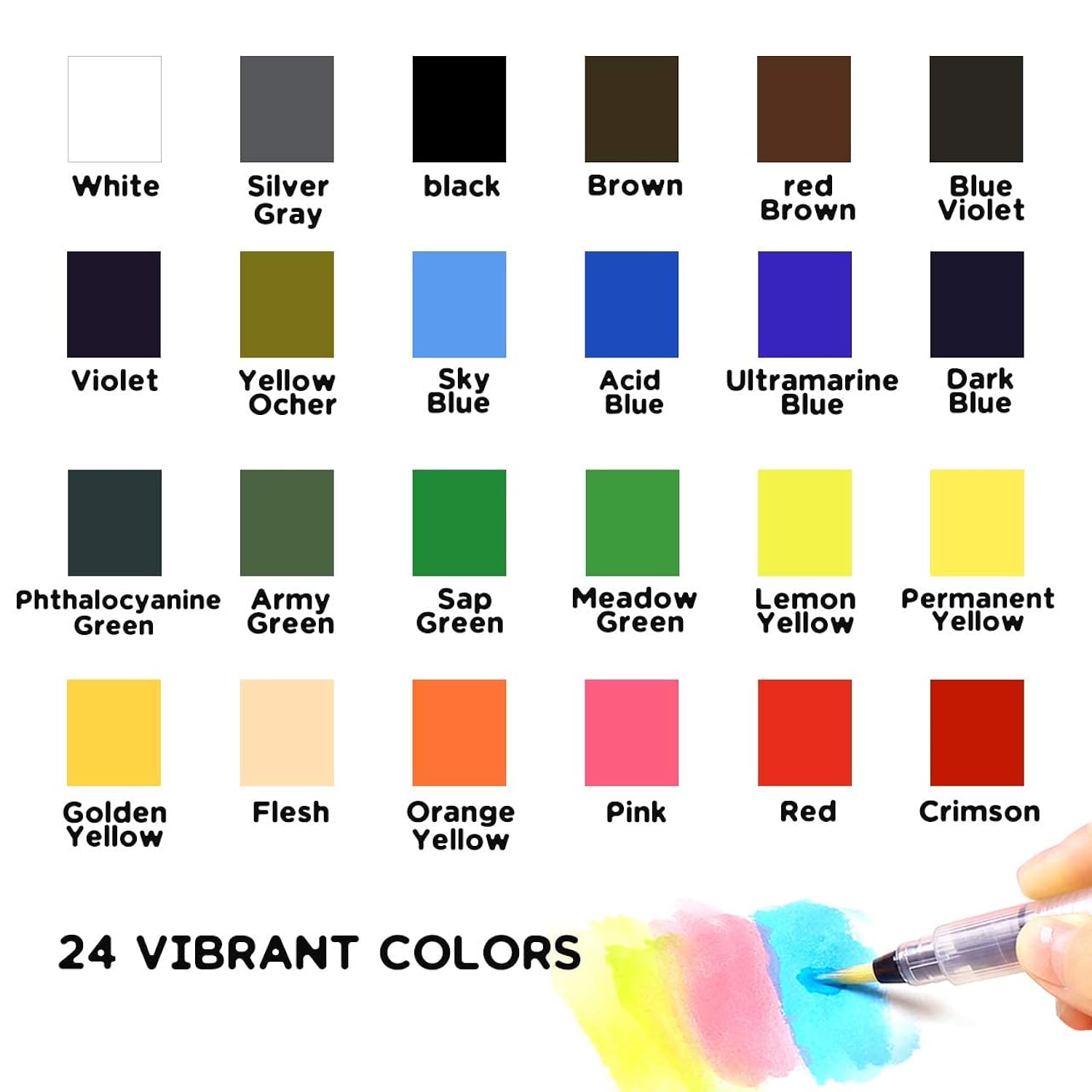24 Colors Solid Watercolor Paint Set With Refillable Water Brush, Artist-Grade Half Pans In Tin Box - Professional Watercolor Kit For Artists, Adults, Beginners And Painting Lovers
