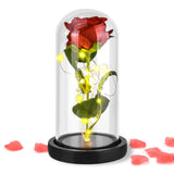 Artificial Flower Rose, Rose Flower Lamp In Glass Dome With Led Light Light Up Eternal Rose Flowers Gift For Women Mom Wife Lover Daughter Wedding, Birthday Anniversary (Black)