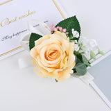 Wrist Corsage And Boutonniere Set For Wedding Prom Party Homecoming Celebration Artificial Flowers Accessories Suit Decor 2 Pieces - Yellow Orange