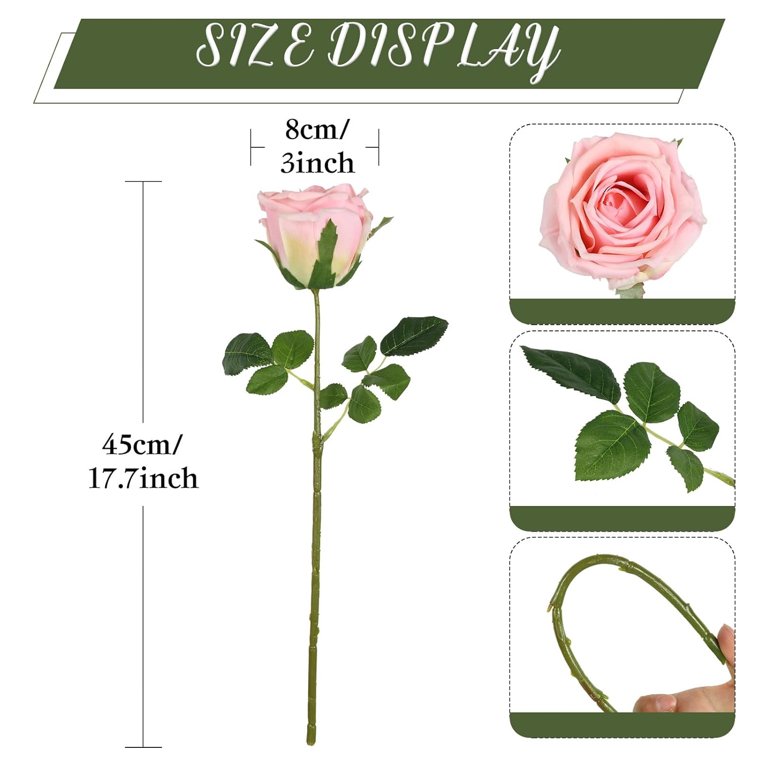 Pink Roses Artificial Flowers 5 Pcs 17.71” Fake Real Touch Roses With Stems For Wedding Party Diy Aisle Arrangement Bridal Bouquet Kitchen Table Centerpiece Vase Home Decor(Pink)