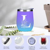Blue Initial L Monogrammed Personalized Gifts Birthday Gifts For Women Mom Bestie Friend Sister Wife Christmas Valentine'S Day Wine Glass Housewarming Makeup Bag Wine Tumbler Candle Bracelet Set