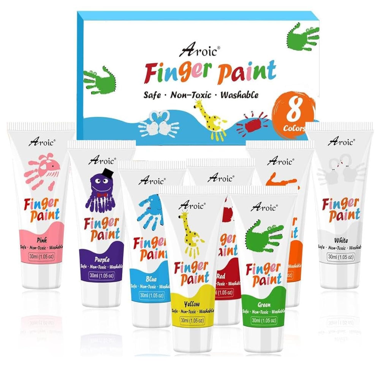 8Pcs Washable Finger Paint, Non-Toxic Finger Paints 8Colors(1.05Fl Oz), Art Supplies Painting Supplies Gifts, Hand Paint Diy Crafts For Children Age 13+ And Adults