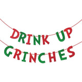 Drink Up Christmas Decorations Red Green Glittery Christmas Banner Xmas Garland Banners Winter Holiday Garland Photo Props Banners Christma Party Decorations For Xmas Backdrop Decorations