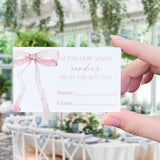 Guess How Many Candies Sign(1 Standing Sign-50 Guessing Cards) Pink Bow Theme Party Activities Game Cards Kit For Baby Showers, Newborn Parties, Bridal Shower, Engagement, Wedding Shower, Birthdays-37