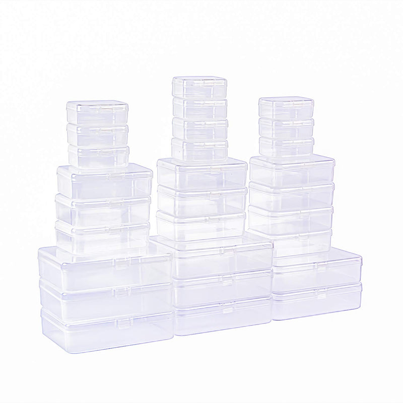 28 Pieces Mixed Sizes Rectangular Empty Mini Plastic Storage Container