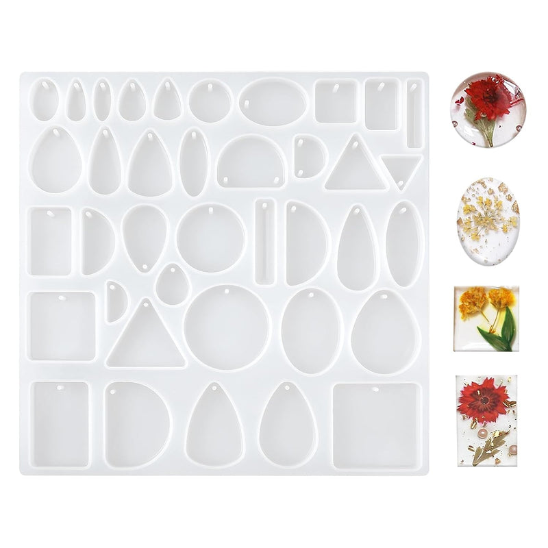 Resin Jewelry Molds, Silicone Molds For Epoxy Resin, Resin Earring Molds Casting Tray With Hole Diy Resin Casting For Pendant, Earring, Bookmark, Necklace, Keychains, Jewelry Making
