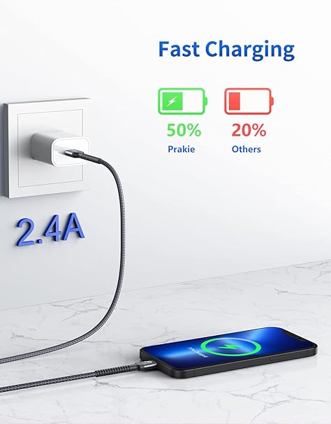 2 Pack 6FT Nylon Braided Lightning Fast Charging Cable for iPhone 14 13 12 11 iPad