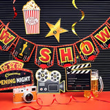 45 Pieces Movie Night Decorations Party Decorations Kit Now Showing Banner Hanging Swirls Movie Theater Themed For Bridal Shower Birthday Party Supplies Film Backdrop