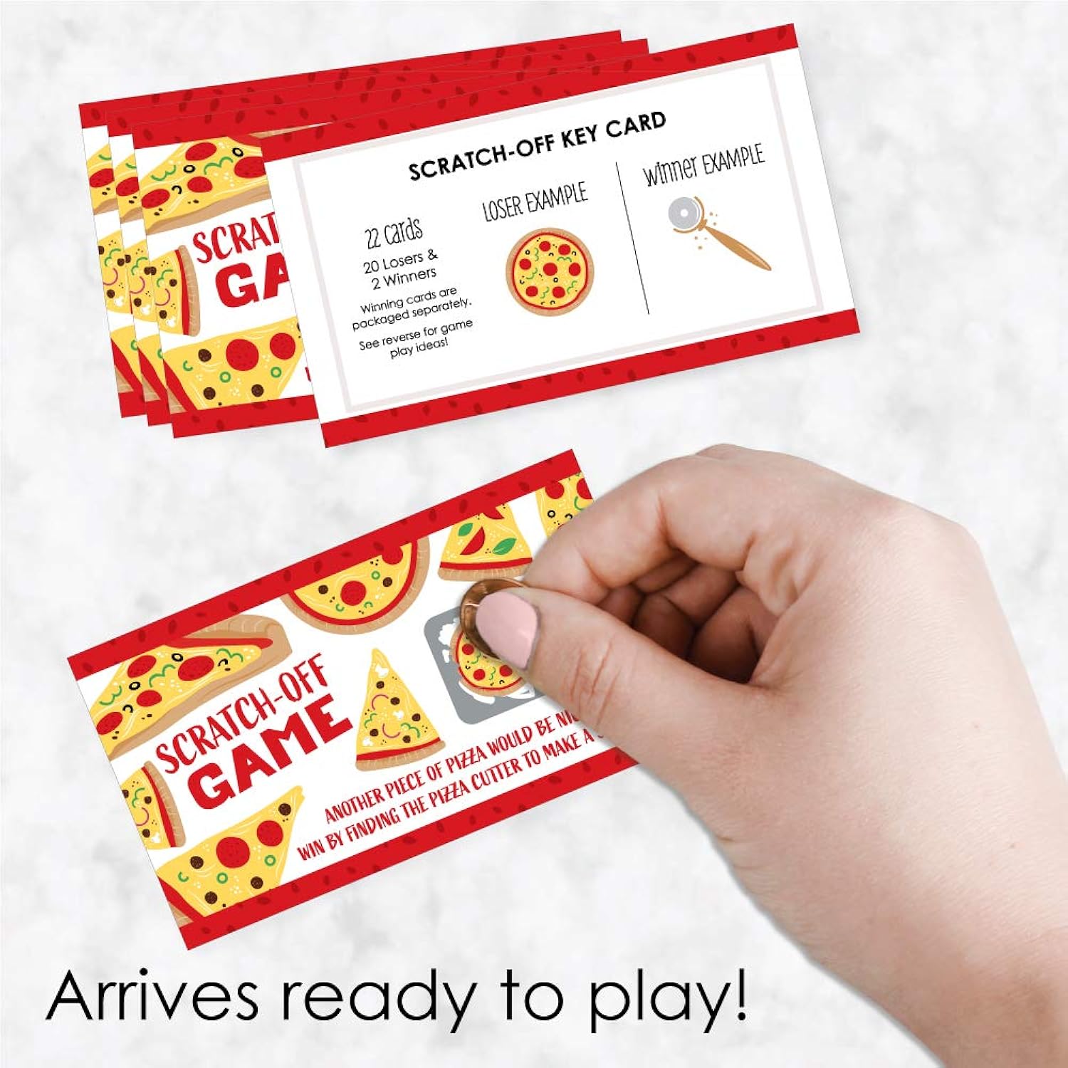 Big Dot of Happiness Pizza Party Time - Baby Shower or Birthday Party Game Scratch Off Cards - 22 Count