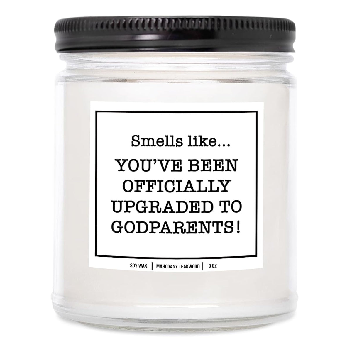 You Nique Designs Godparents Proposal Gift Candle 9 Oz Candle - God Parents Presents Proposal Gifts - Gift When Asking Someone To Be Godparents - Godparents Proposal Ideas (Mahogany Teakwood)