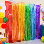Rainbow Foil Fringe Curtains, 2 Pack Rainbow Party Decorations 3.3X6.6Ft Tinsel Metallic Streamers Holiday Photo Booth Props Backdrop For Birthday Wedding Engagement Bridal Shower