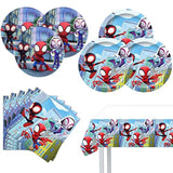 Spidey Birthday Decorations, 20 Plates, 20 Napkins And 1 Tablecover For Spidey Birthday Party Supplies, Spidey Theme Party Decorations