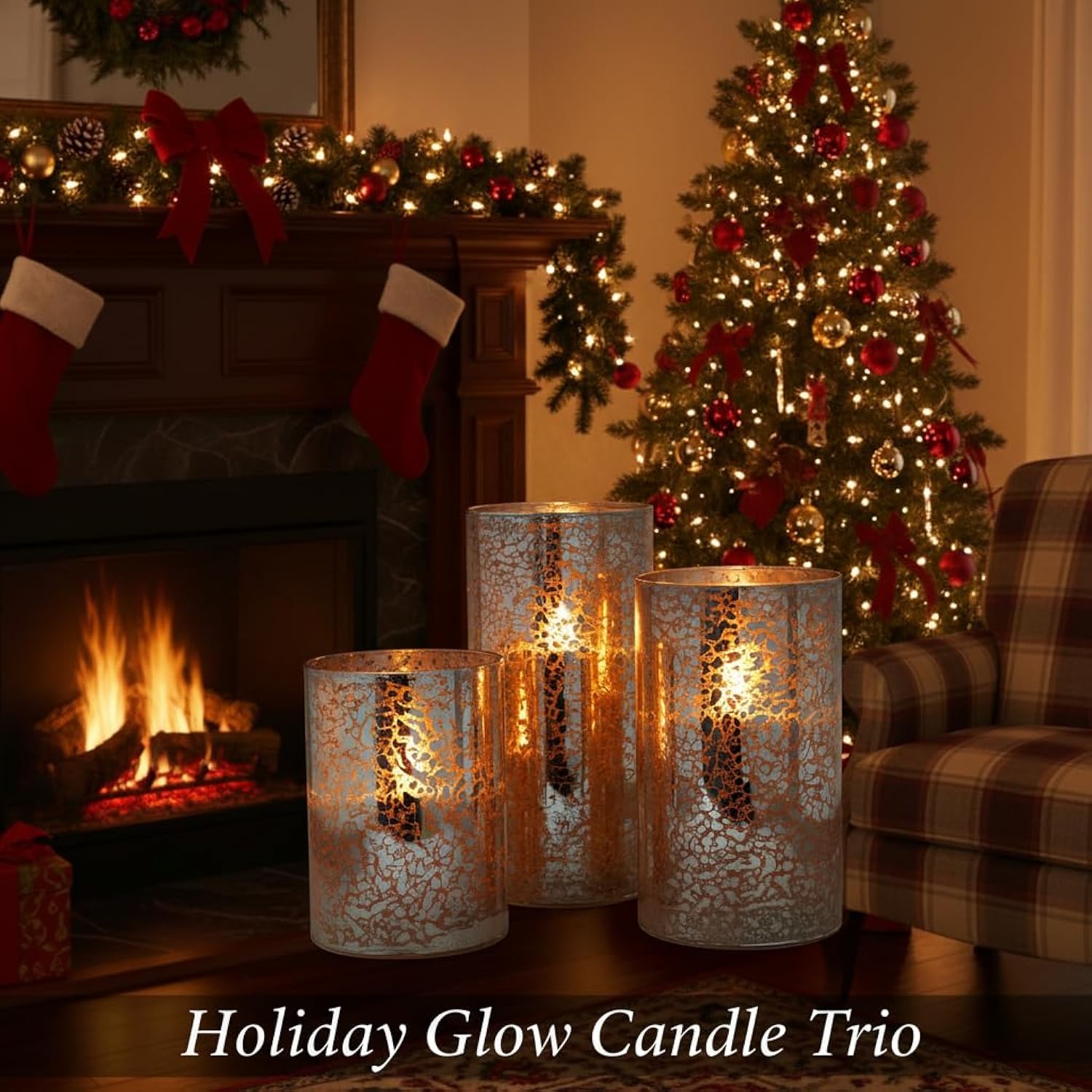 Flameless Silver Mercury Glass Led Pillar Candles With Remote And Timer, Batteries Included, Flickering Warm White Light, Set Of 3 For Christmas, Home Décor, Weddings, Parties, And Romantic Ambiance