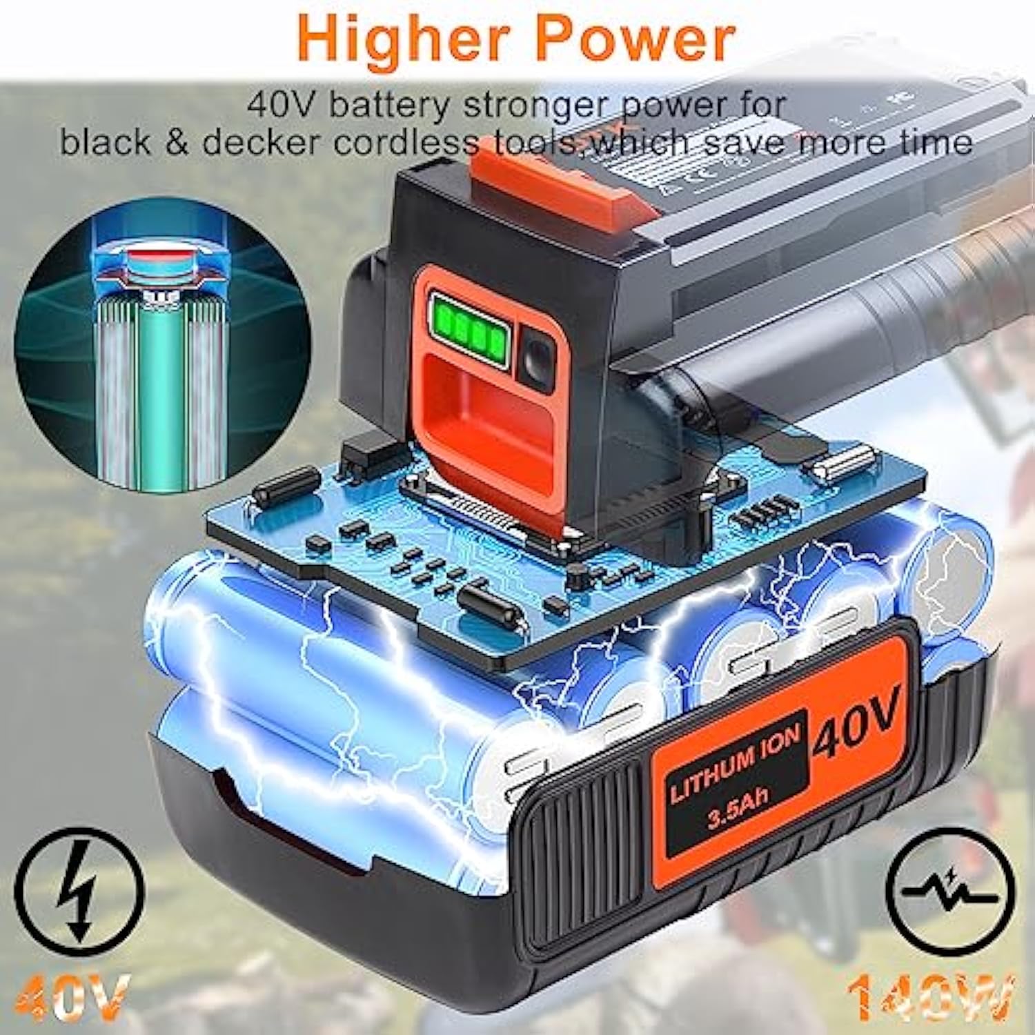 3.5Ah 40V Max Battery Replacement For Black And Decker 40V Lithium Battery Lbx2040 Lbx36 Lbxr36 Lbxr2036 Lst540 Lst136W Replacement For Black&Decker 40V Lithium Battery