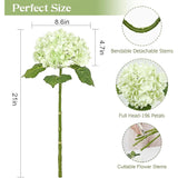 4 Pcs 21" Real Touch Green Hydrangea Artificial Flowers With Long Stem & Leaves, Full Latex Faux Hydrangea Flowers For Home Decor Party Floral Arrangements Wedding Bouquets Centerpieces