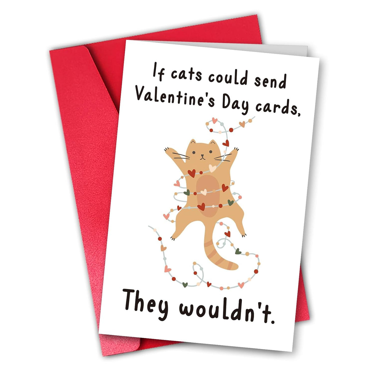 Octliff Furry Cynic Funny Sarcastic Cat Valentine'S Day Card For Her Him, Witty Anti-Love Greeting Card, With Red Envelope
