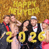 16in Gold Happy New Year 2026 Foil Balloons Banner Party Decorations