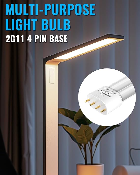 2G11 CFL Light Bulbs 2 Pack 24W 4000K Natural White PL24-C Replacement T5 Double Tube Dimmable