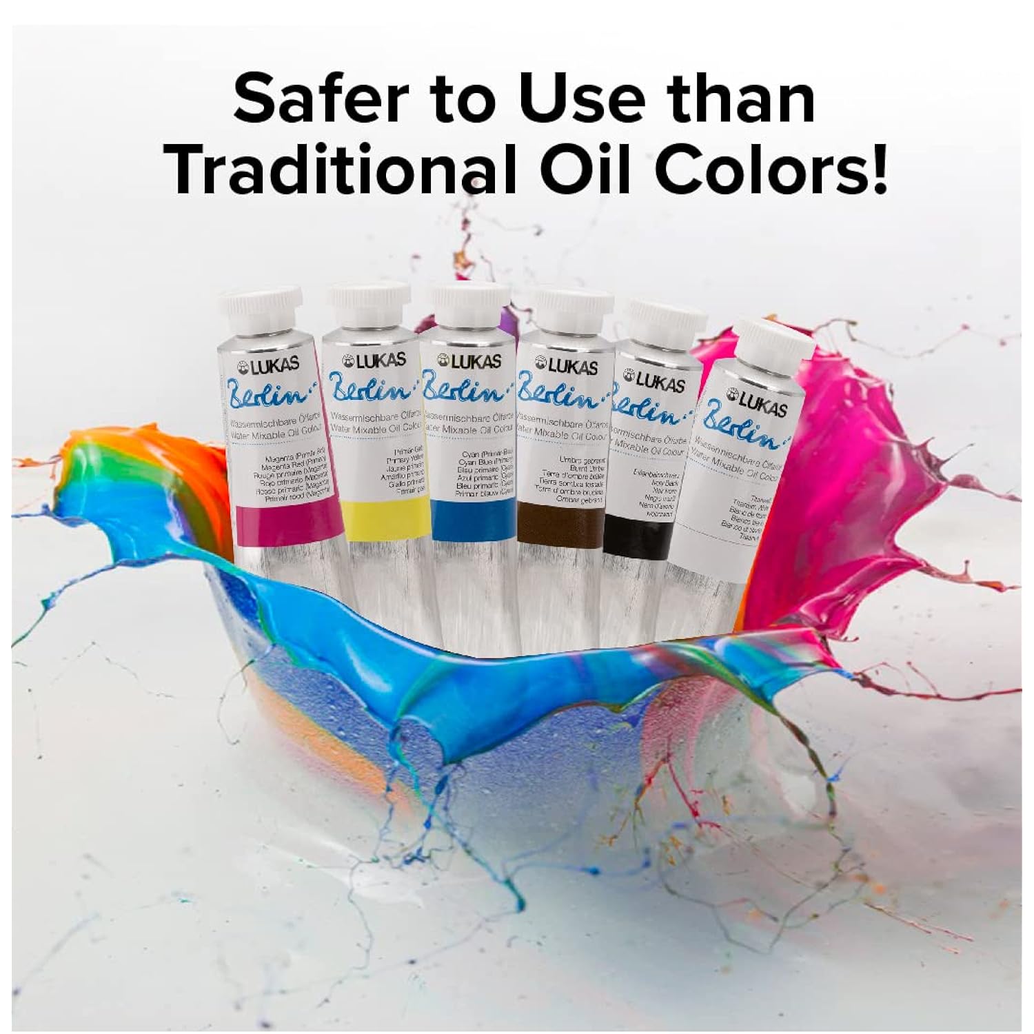 Lukas Berlin Professional Quality Water Mixable Oil Color Paint Highly Pigmented Beeswax Oil Paint - Single 200 ml Tube - Cadmium Red Deep Hue