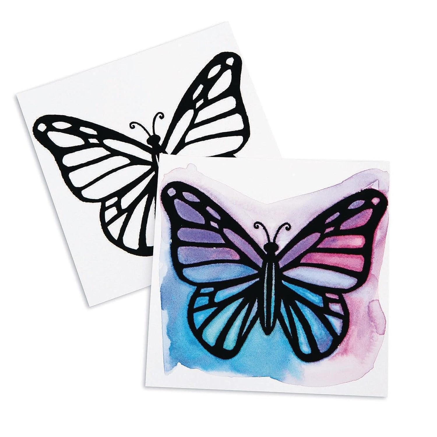 S&S Worldwide-mp-PS1404 Watercolor Velvet Art Butterflies, 6-1/2in, Black (Pack of 30)