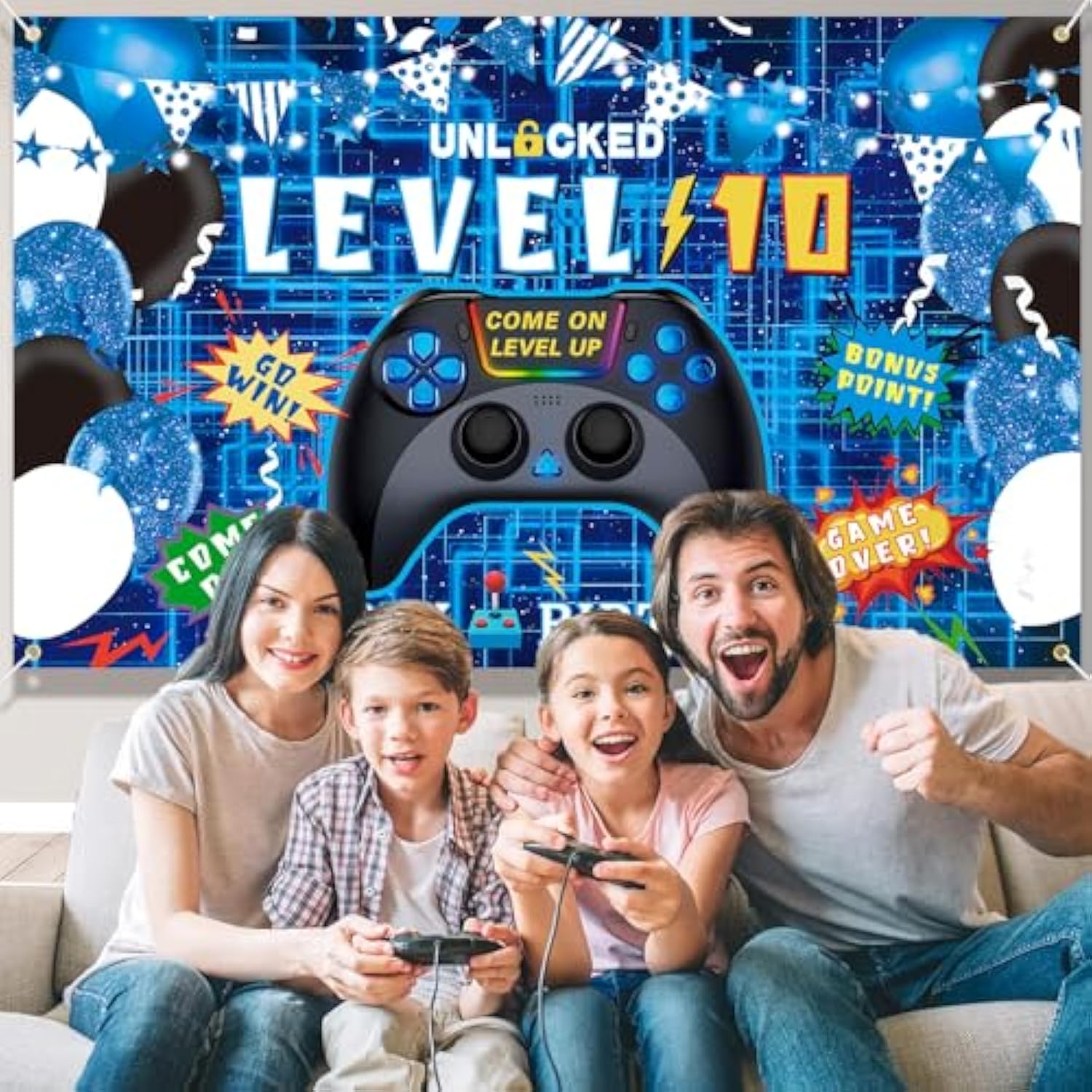 10Th Birthday Decorations For Boys Happy 10Th Birthday Banner, 10Th Video Game Birthday Decorations Cheers To 10 Years Party Supplies 6 X 3.6Ft