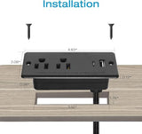 Recessed Furniture Power Strip Flush Mount Desk Outlet with 20W USB-C and 6 ft Cord