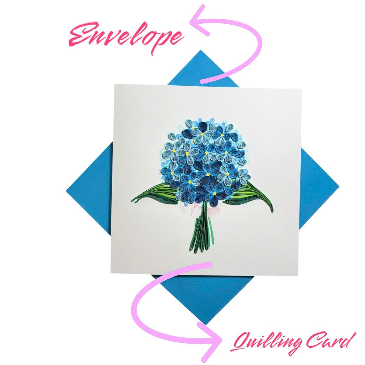 Handcrafted 3D Quilling Hydrangea Greeting Card For Mother'S Day, Father'S Day, Birthday, Anniversary, Beautiful And Unique Design, Blank Inside Ready To Gift, Includes Envelope