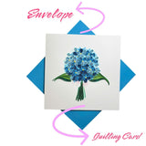Handcrafted 3D Quilling Hydrangea Greeting Card For Mother'S Day, Father'S Day, Birthday, Anniversary, Beautiful And Unique Design, Blank Inside Ready To Gift, Includes Envelope