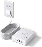 Surge Protector Power Strip 4 Outlets 4 USB Ports 2 USB C 10FT Flat Extension Cord White