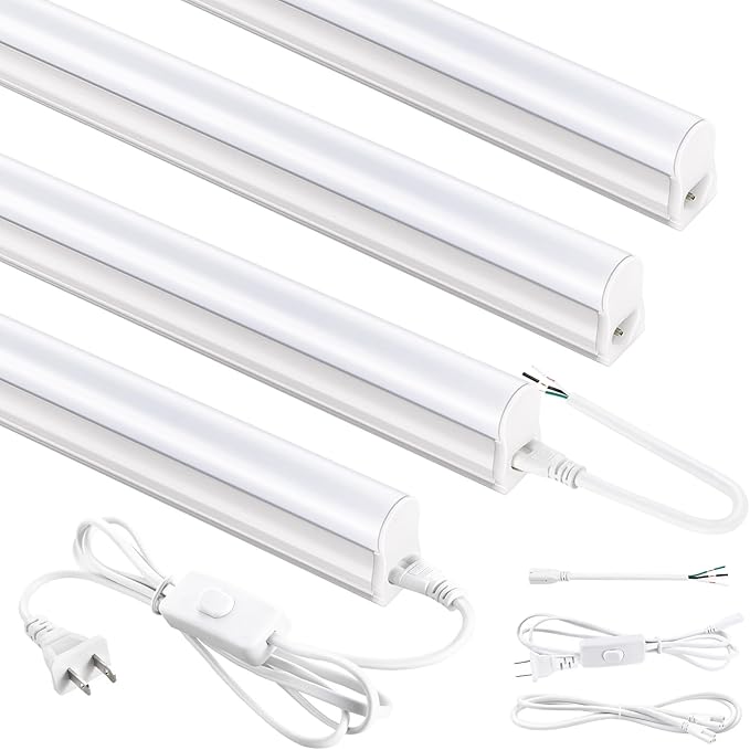 4 Pack 4FT LED Shop Lights 20W 2300LM 6500K Linkable Integrated Garage Ceiling Cabinet Lights