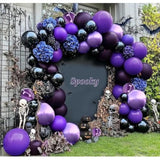 Black & Purple Balloon Garland with Metallic and Double Stuffed Balloons for Party
