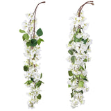 6.6Ft White Bougainvillea Garland 2Pcs Artificial Hanging Flowers Faux Bougainvillea Artificial Vine Flowers For Wedding Arch Centerpieces Table Runner Wall Decorations (White)