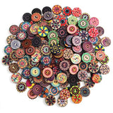 200Pcs Wood Buttons For Crafts, 20Mm Mixed Pattern Wooden Buttons Roun