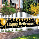 Happy Retirement Banner Black Gold Party Decorations Large Retirement Banner Yard Sign Backdrop Supplies Decoration For Indoor And Outdoor 78 X 17Inches