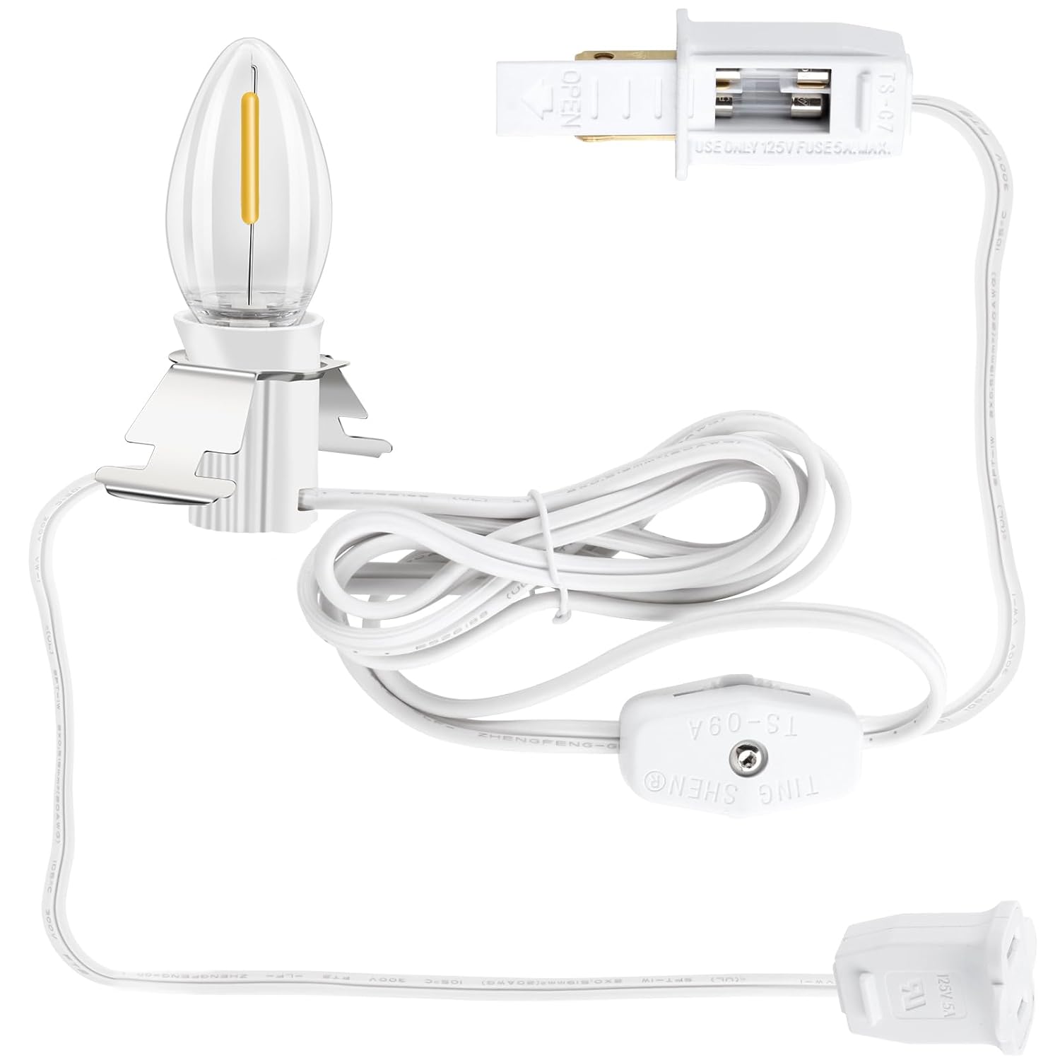 Accessory Cord With One Led Light Bulb, Led Light Bulb C7 Cord Clip Lights Christmas Halloween Cabin,Blow Molds,Outdoor