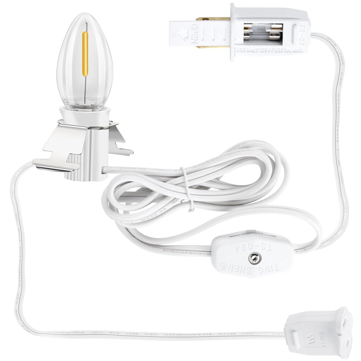 Accessory Cord With One Led Light Bulb, Led Light Bulb C7 Cord Clip Lights Christmas Halloween Cabin,Blow Molds,Outdoor