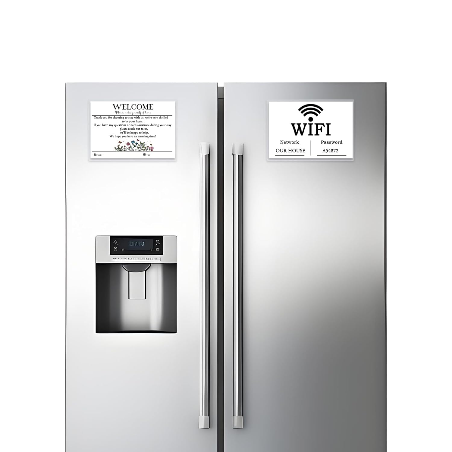 6 Essentials Air Bnb Vacation Rental Hosts, 4"×6" Laminated Signs Bundle For Hosts Guest, Welcome Book Wifi Password With Magnetic Attachment, Do Not Flush Turn Off No Pets No Smoking, House Rules