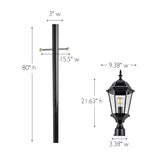 Design House Oak Creek Outdoor Post Light Fixture, Exterior Lamp Post Light, Black, Clear Glass, Includes Lamp Post, Cross Arm, 9.38 in W x 21.63 in H, 589853