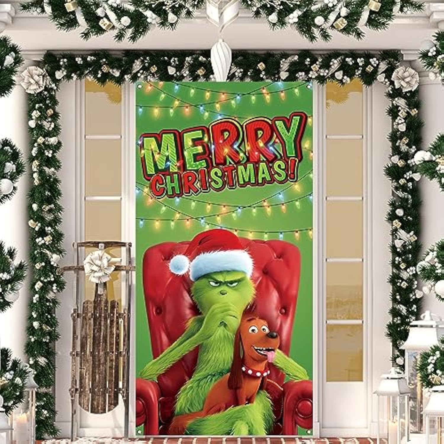Christmas Door Cover Merry Christmas Font Porch Sign Winter New Year Xmas Decorations And Supplies For Home Party