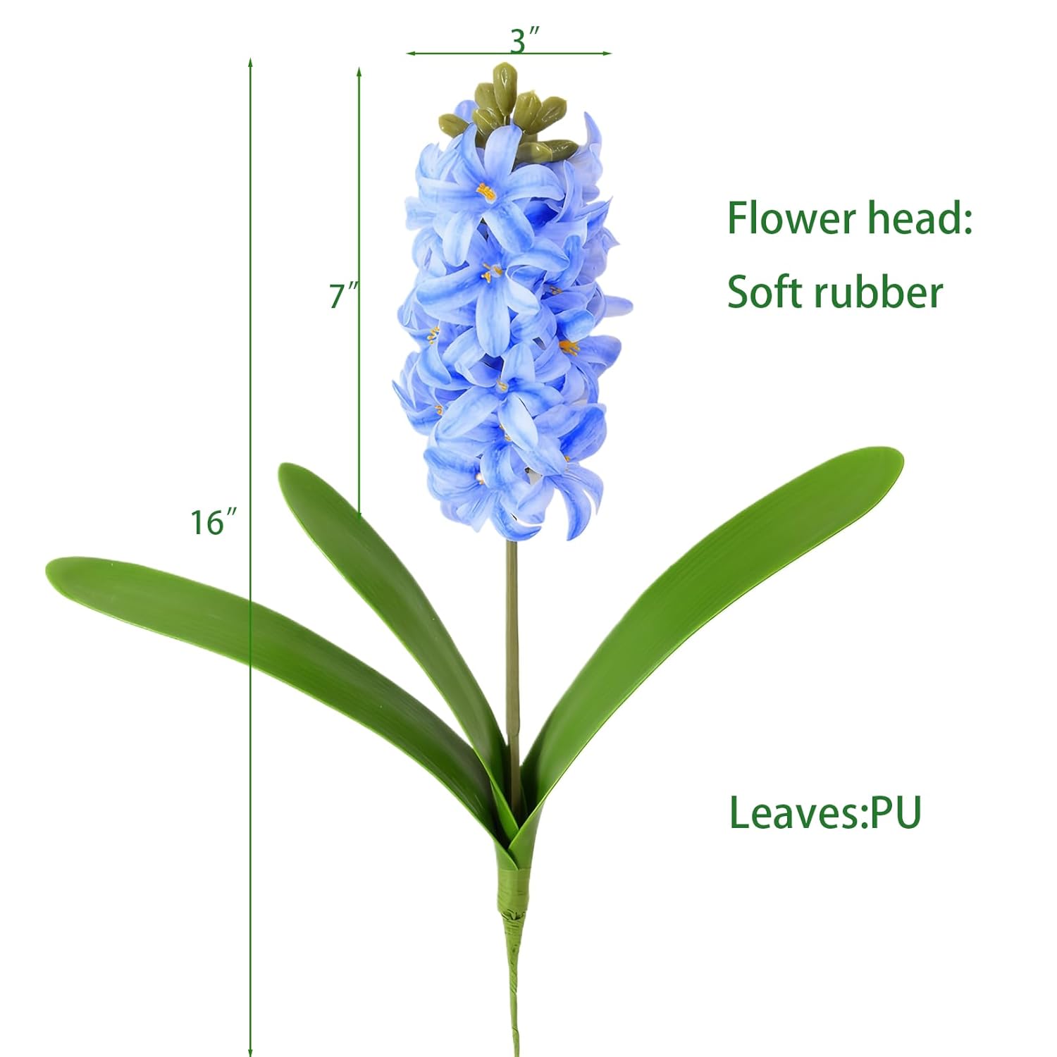 2Pcs Artificial Hyacinth Hydrangea Flowers 16" Real Touch Blue Fake Hyacinth For Vase Bouquets Home Office Wedding Decor.(Blue)