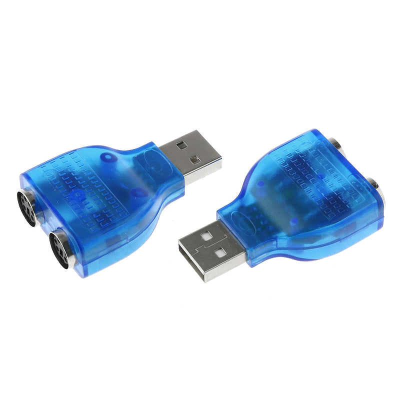 Usb To Ps/2 Converter 2Pcs Blue Usb Male To Dual Ps2 Female Adapter For Keyboa