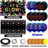 57 Pcs Let Glow Neon Party Supplies Including Glow In The Dark Decorat