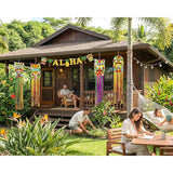 10Pcs Hawaiian Luau Party Decoration - Tropical Tiki Hanging Decor With Aloha Banner For Hawaii Summer Outdoor Door Sign Birthday Supplies - Style 2