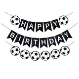 Soccer Happy Birthday Banner, Black Soccer Birthday Sign for Boys Girls Fans Party Decoration