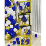 Balloon Boxes With Letters, Gold Baby Boxes Letter Blocks Boxes With 54 Letters, 6 Baby Balloon Box For Baby Showers & Bridal Shower, Reusable Birthday Party Decoration Boxes With 55 Balloons